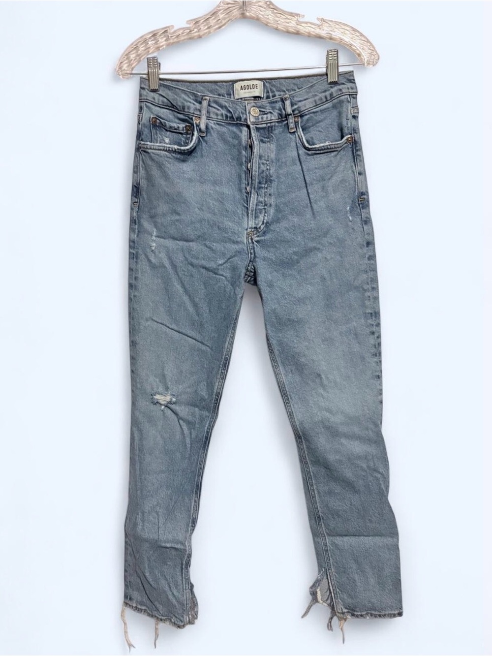 Agolde Slim fit Distressed Jeans in Light Blue Wash